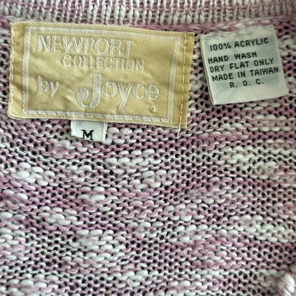 Vintage Floral Sweater Womens Small Pink Pastel Modest V-Neck 80s Pullover - Picture 16 of 16